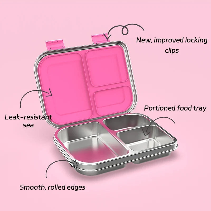 RVS Lunchbox – 975 ml Bentobox met 3 Vakken & Lekwerende Deksel 2