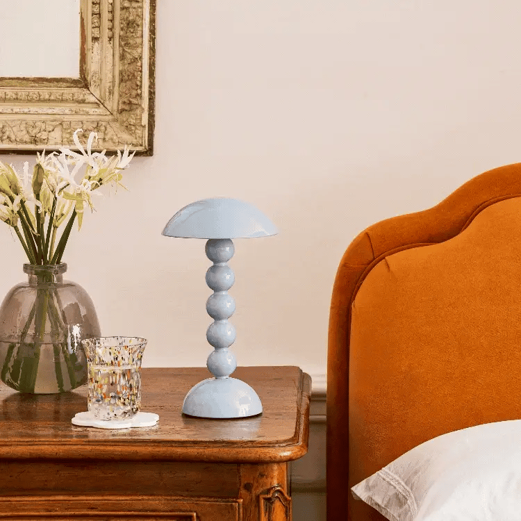 Rechargeable LED Lamp - Bobbin Design with Adjustable Brightness, Pale Denim Finish 1