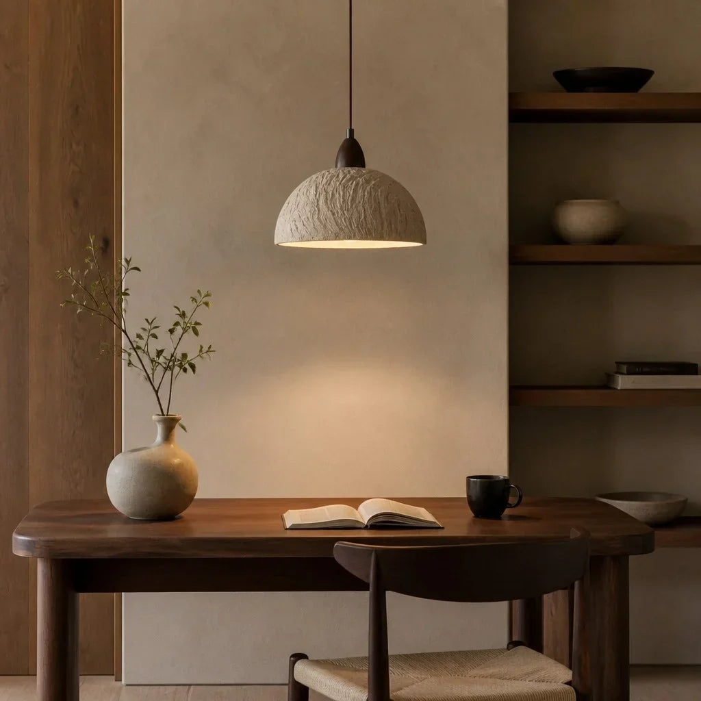 Riven Wabi-Sabi Travertine Stone Pendant Light 2
