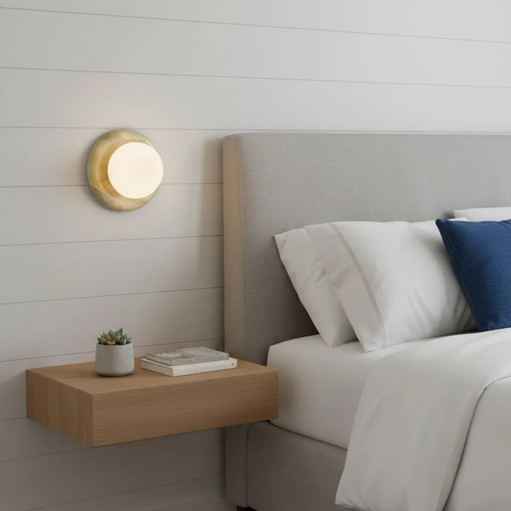 Ronde wandlamp van steen