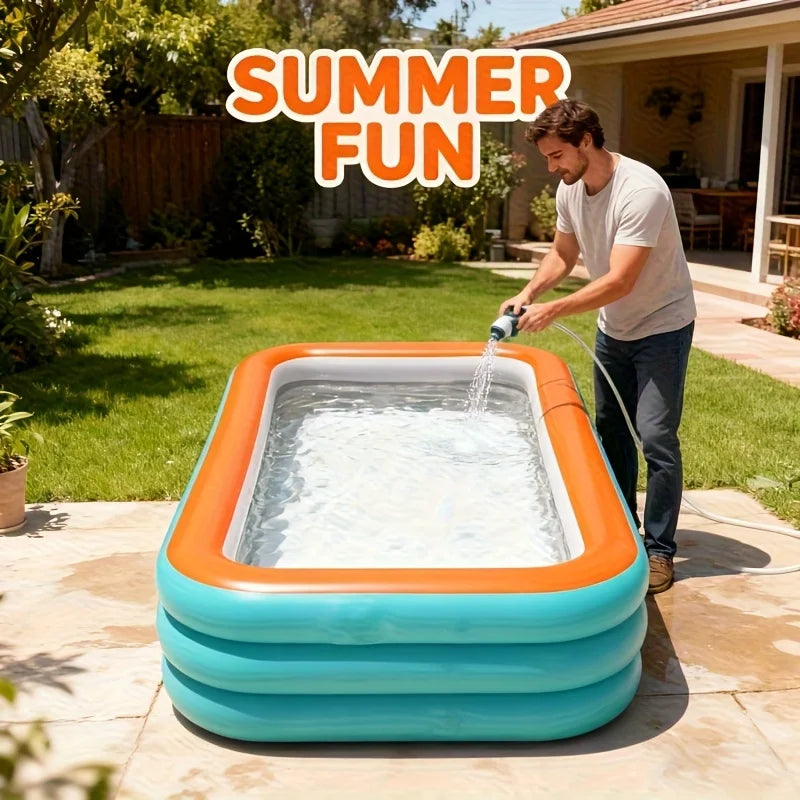 Aufblasbarer Pool – Rechteckiges Familienbecken mit 0,4 mm PVC & Ablaufventil Bolendo