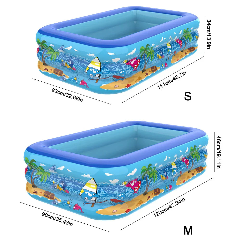 Aufblasbarer Kinderpool – Rechteckiges Planschbecken mit Cartoon-Design & PVC-Wänden Bolendo