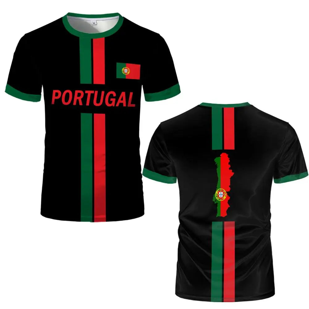 2026 New Portugal Flag Print Jersey Summer Outdoor Breathable Quick-drying Football Tee Men's And Women's Sporty Crew Neck Top VestraGear