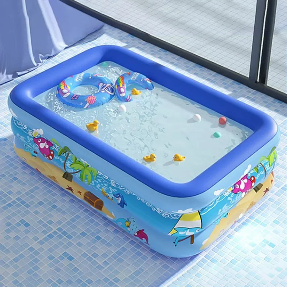 Aufblasbarer Kinderpool – Rechteckiges Planschbecken mit Cartoon-Design & PVC-Wänden Bolendo