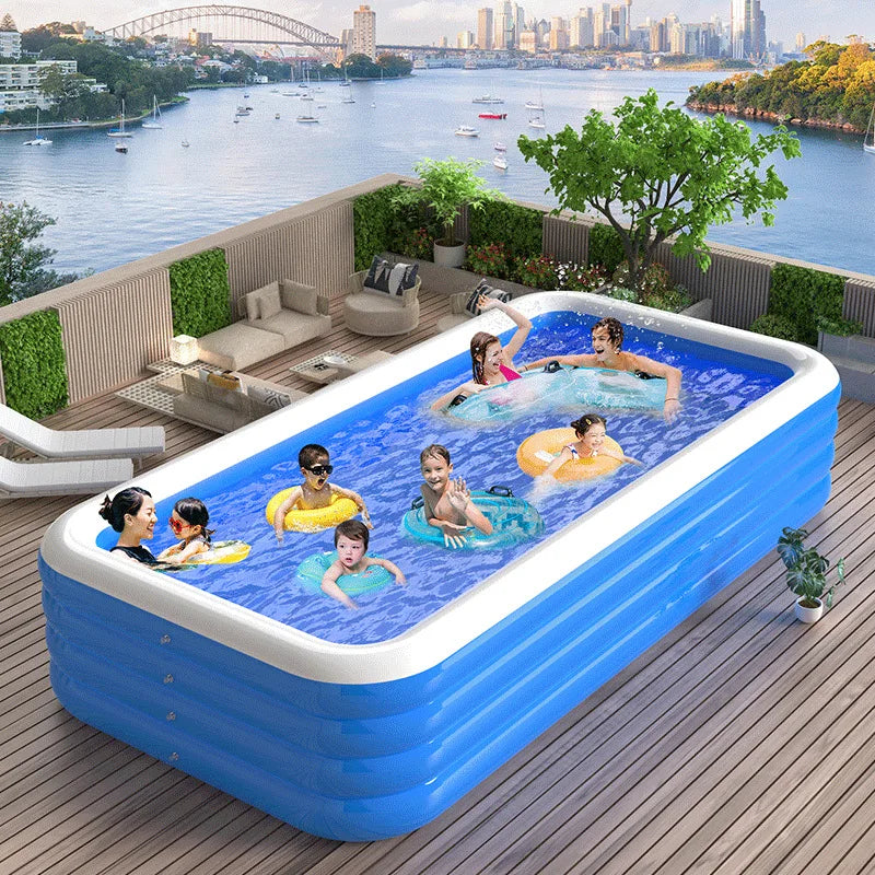 Aufblasbarer Pool – Großes rechteckiges Familienbecken für Garten & Terrasse Bolendo