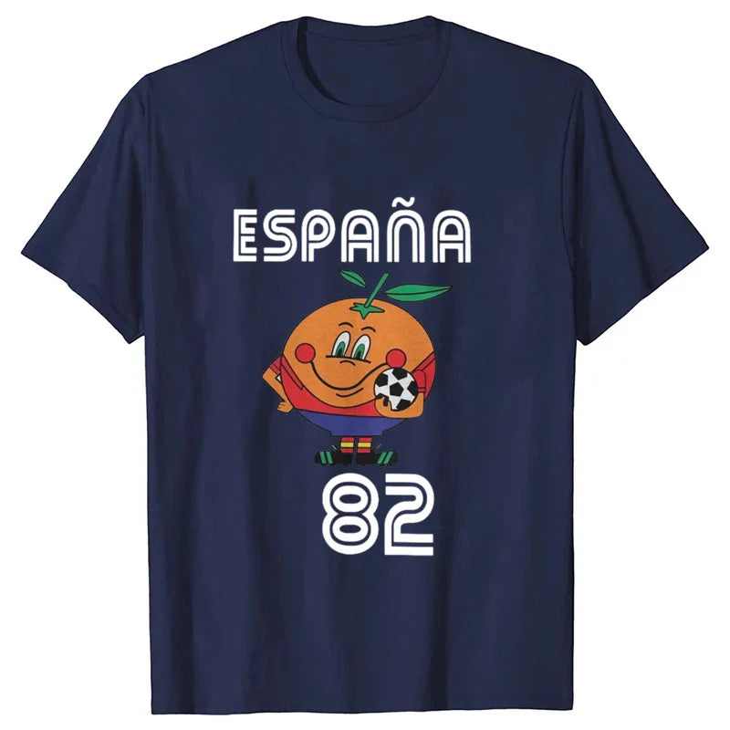 Naranjito T Shirt Men Women's T-Shirt Crewneck Espana 82 Spain Mascot 1982 Soccer Football Tee Shirt Clothing Plus Size VestraGear