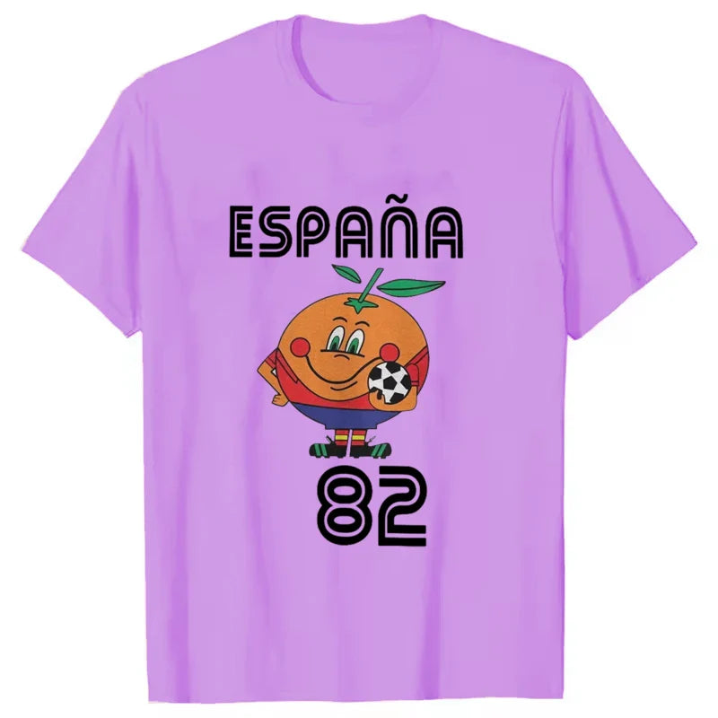 Naranjito T Shirt Men Women's T-Shirt Crewneck Espana 82 Spain Mascot 1982 Soccer Football Tee Shirt Clothing Plus Size VestraGear