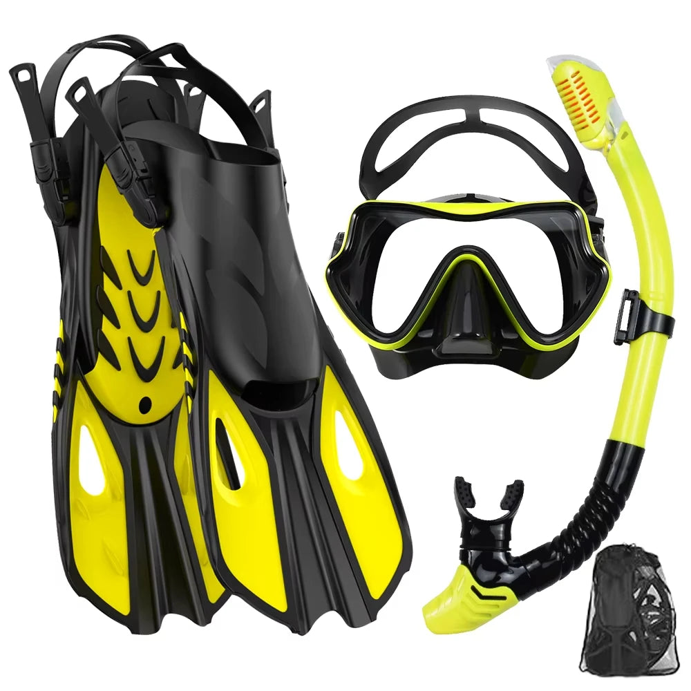 Snorkelset voor Volwassenen met Panoramisch Masker, Droge Snorkel en Verstelbare Vinnen 10