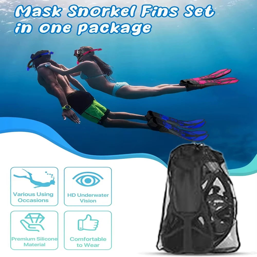 Snorkelset voor Volwassenen met Panoramisch Masker, Droge Snorkel en Verstelbare Vinnen 5