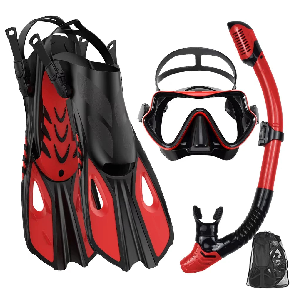 Snorkelset voor Volwassenen met Panoramisch Masker, Droge Snorkel en Verstelbare Vinnen 9