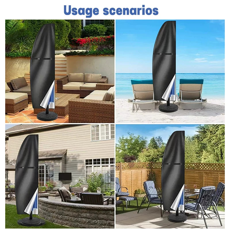 Sonnenschirm Abdeckung – Wasserdichte 420D Schutzhülle mit Reißverschluss & Kordelzug 4