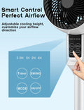 Staande Ventilator met 3D-Oscillatie, Stille Werking, Afstandsbediening en Hoogteverstelling 5