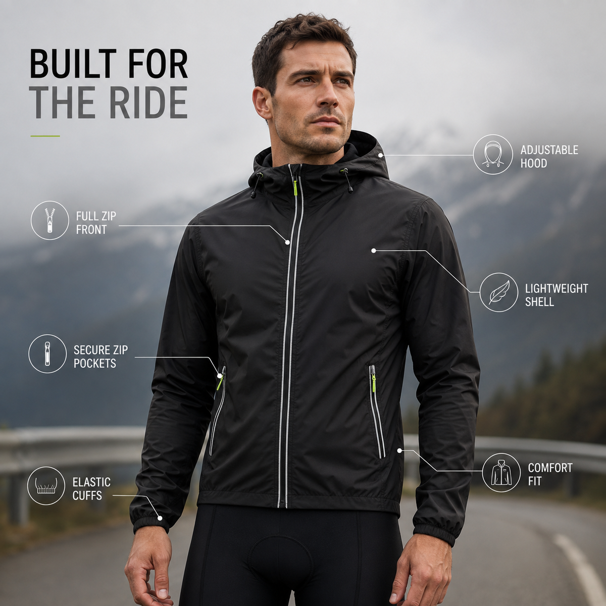 Thrives Outdoor | Velocira Hooded Cycling Rain Jacket 5