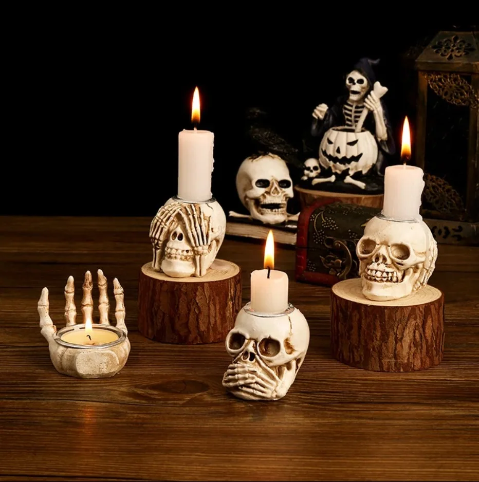 TotenkopfGlühen Skullight 3-delige Halloween-schedelkandelaarset 0