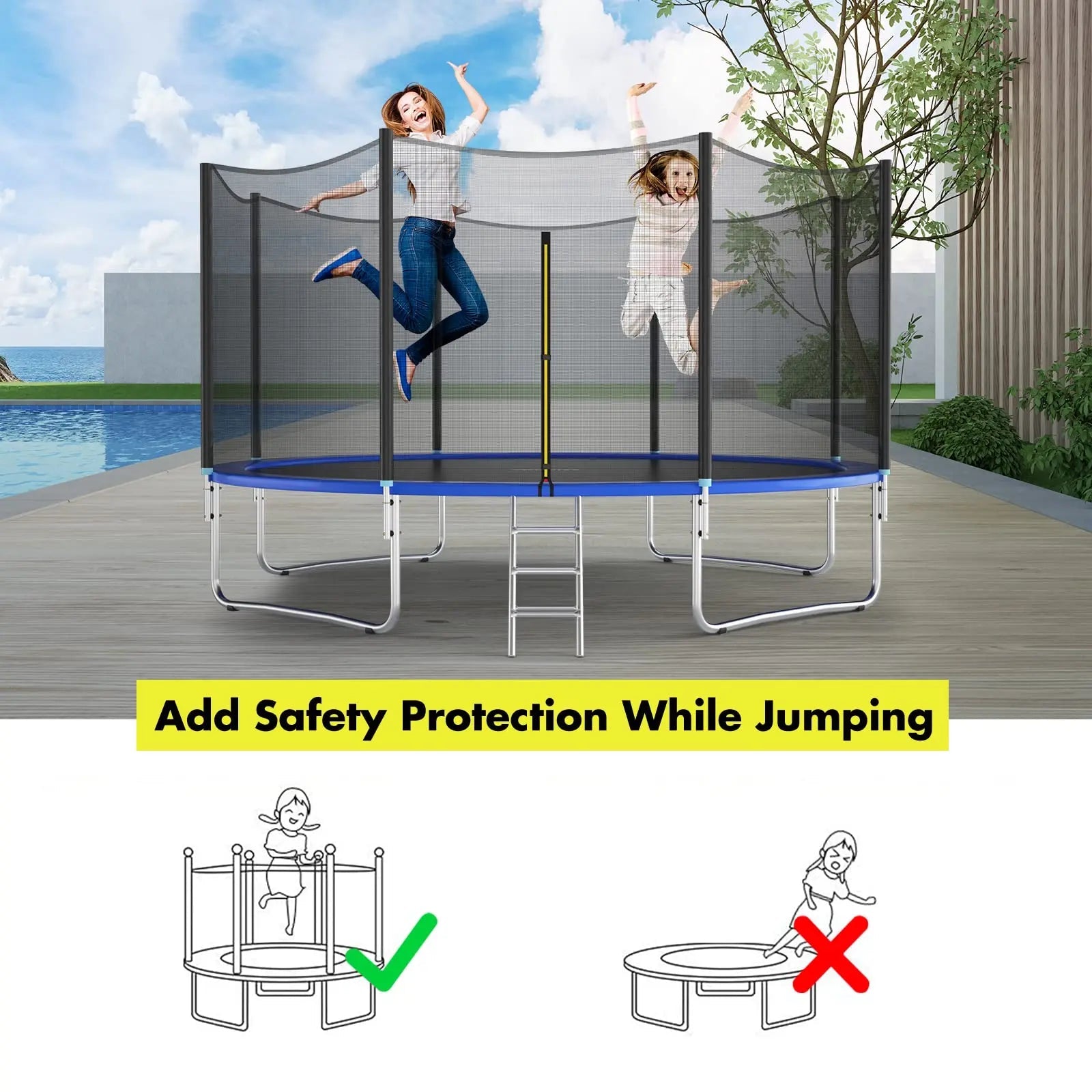 Trampoline Veiligheidsnet met Rits voor 6FT, 8FT en 10FT Ronde Trampolines 5