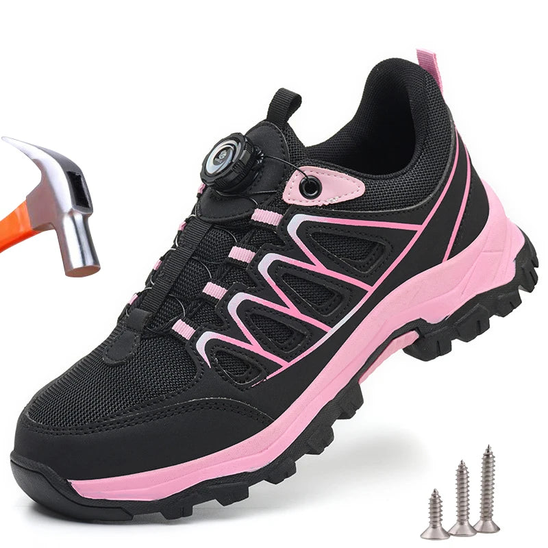 Veiligheidsschoenen Dames S3 met Stalen Neus, Ademend en Antislip, Roze 0