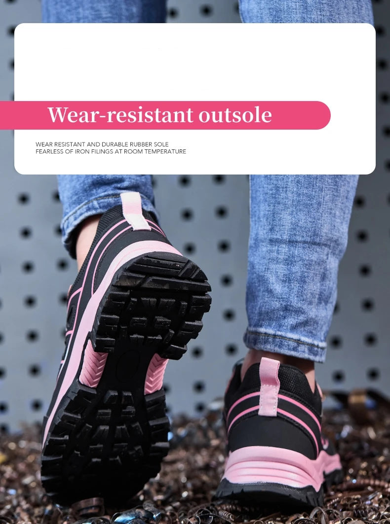 Veiligheidsschoenen Dames S3 met Stalen Neus, Ademend en Antislip, Roze 3