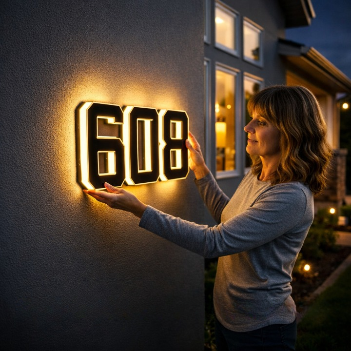 Verlicht Huisnummerbord – Zonne-energie, Automatische LED & Weerbestendig 0