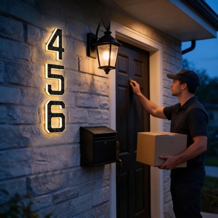 Verlicht Huisnummerbord – Zonne-energie, Automatische LED & Weerbestendig 2