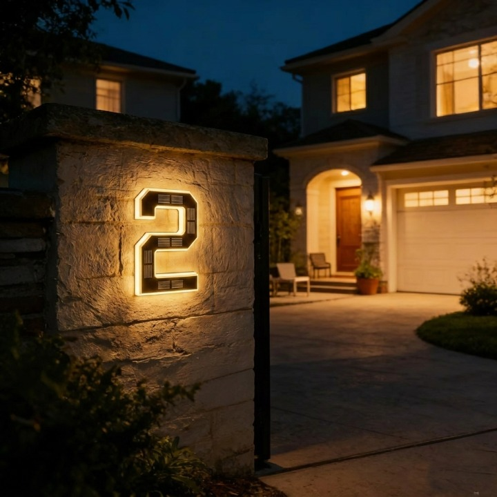 Verlicht Huisnummerbord – Zonne-energie, Automatische LED & Weerbestendig 7