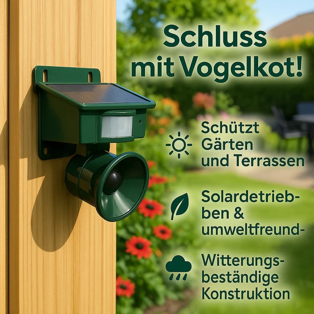 Vogelabwehrgerät – Bewegungssensor, solarbetrieben und wetterfest 2