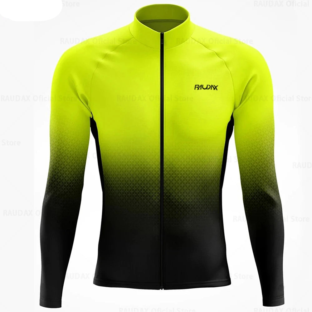 Wielerset voor Heren – Fietsshirt met Lange Mouwen en Bibbroek, Ademend Materiaal 11
