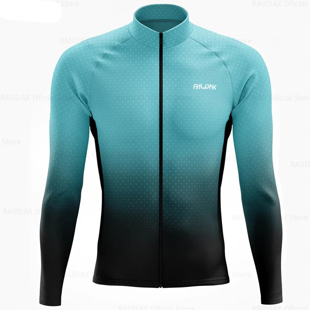 Wielerset voor Heren – Fietsshirt met Lange Mouwen en Bibbroek, Ademend Materiaal 13