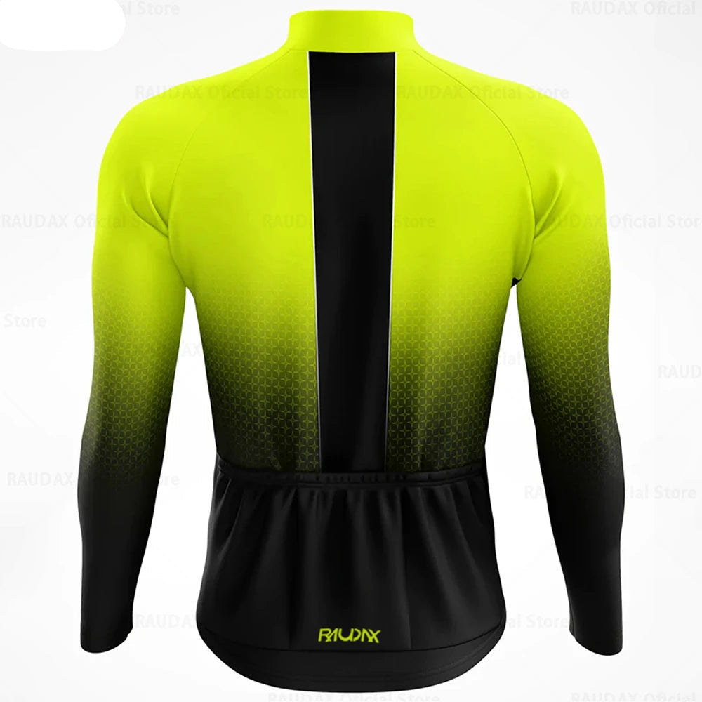 Wielerset voor Heren – Fietsshirt met Lange Mouwen en Bibbroek, Ademend Materiaal 3