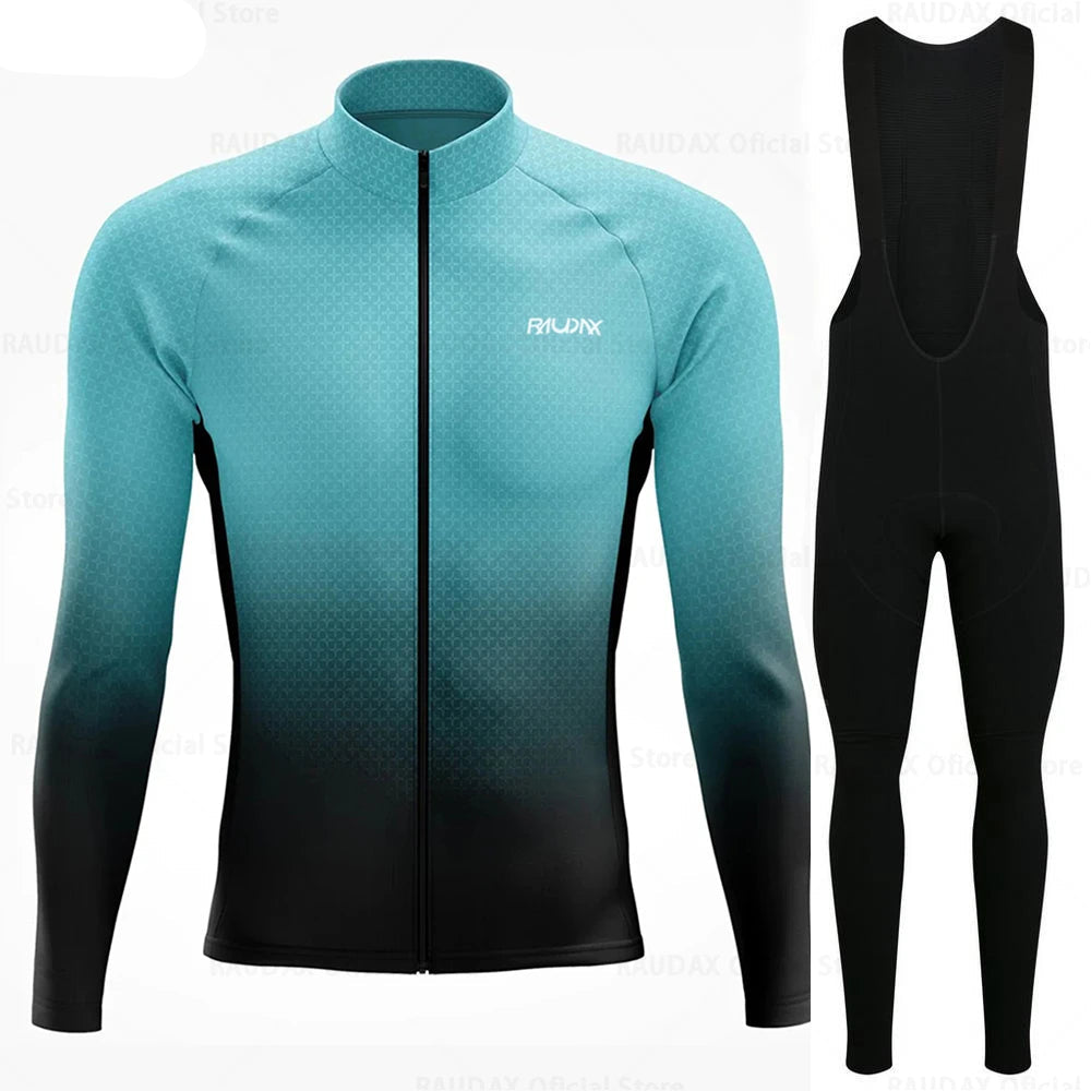 Wielerset voor Heren – Fietsshirt met Lange Mouwen en Bibbroek, Ademend Materiaal 4