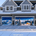 Winter Haven Christmas Garage Door Cover - Festive Holiday Design with Snowy Pines and Log Cabin 10