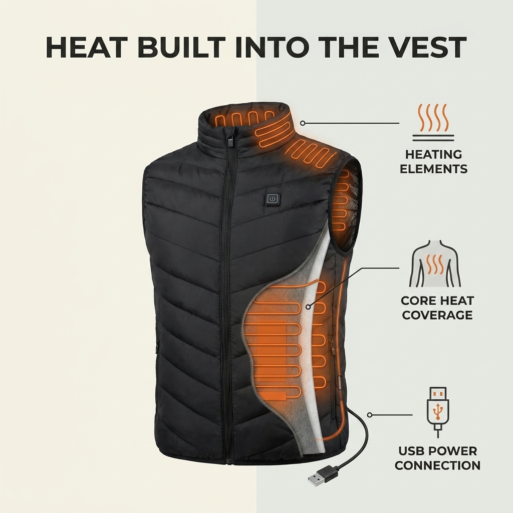 Verwarmd bodywarmer vest – instelbare zones en vrije armen VestraGear